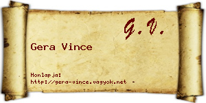 Gera Vince névjegykártya